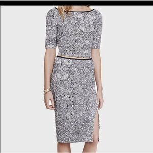 Express Paisley Black White Print Two(2) Piece Top Skirt Set